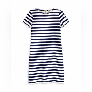 Vineyard Vines Navy and White Striped Short-Sleeve Shift Dress XS